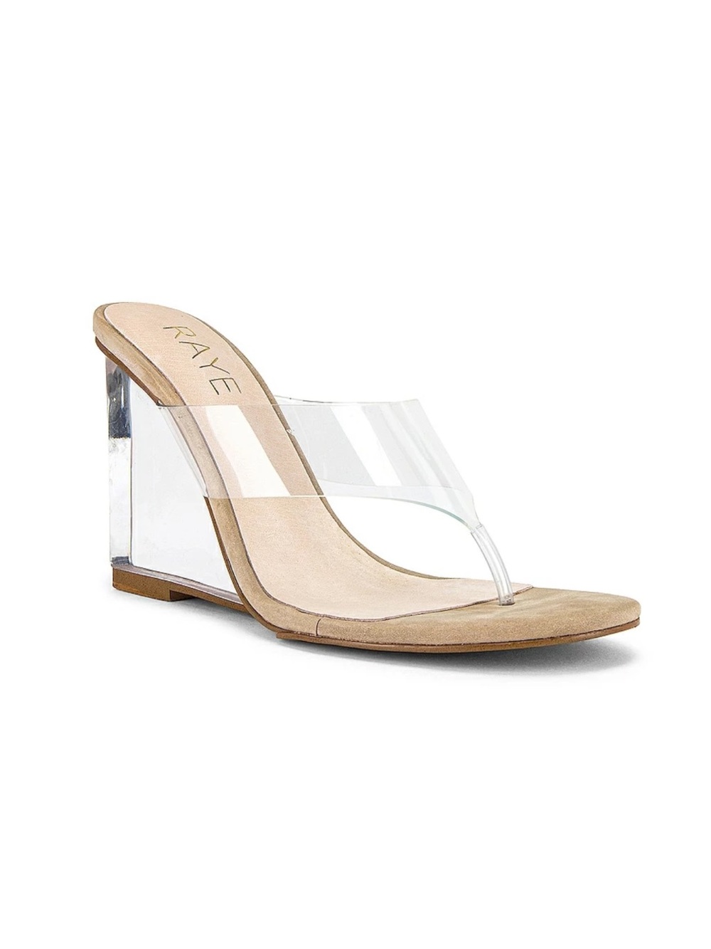 NEW RAYE Dotti Transparent Wedge Heels in Tan Size 5.5